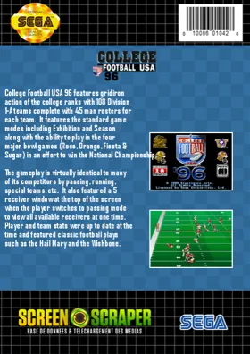 College Football USA 96 (USA) box cover back